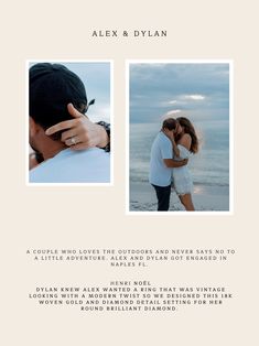 an image of a man and woman kissing on the beach with text overlaying them