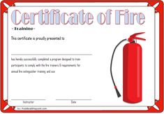 fire extinguisher certificate template, fire extinguisher training certificate template, fire extinguisher training certificate format Fire Safety Training, Certificate Images, Baby Dedication Certificate, Student Certificates, Certificate Format, Birth Certificate Template, Fire Training, Training Certificate