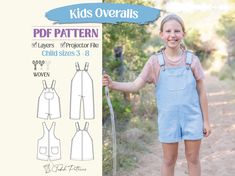 KIDS Everyday Overalls PDF Pattern Sizes: 3 - 8 Skill Level: Beginner Format: Downloadable PDF (instant download).  Pattern download includes: * Full tutorial instructions * A4/Letter pattern pieces with layers * A0 large format/copy shop file with layers * Projector file with layers Description: Say hello to your new favourite overalls pattern! The Everyday Overalls are designed for just that - every day wear. They are comfy, casual and classic in style making them great for all ages and gender Overalls Pattern, Overalls Fashion, Simple Summer Outfits, Pattern Pieces, Winter Warmers, Letter Patterns, Baby Size, Large Format, Pattern Download