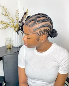 Braids To The Back Design, Cornrow With Designs Hairstyles, Quick And Easy Feed In Braids, Backway Cornrow Braids, Corn Row Braids Design, 10 Stitch Braids Into Bun, Cornrow Hairstyles By Hair Pattern, Kids Stitch Braids Cornrows, Feedin Braids Into Low Bun