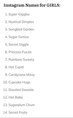 the top ten instagram names for girls