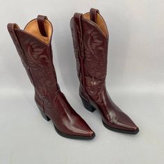 Reposhing This Item I Purchased From @Thriftncoffee. Unreal But Sadly Do Not Fit Me :( Maroon Cowboy Boots, Womens Western Shoes, Dark Brown Cowboy Boots, Brown Cowboy Boots Outfit, Dress With Cowboy Boots, Dress Cowboy Boots, Tall Cowgirl Boots, Football Costume, Brown Cowgirl Boots