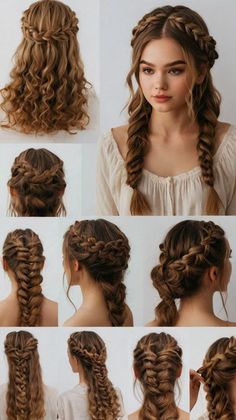 Formal Bubble Braid Hairstyles, Easy Pretty Braid Hairstyles, Box Braid Updo, Updo Hairstyles Braids, Aesthetic Updo Hairstyles, Updo Hairstyles With Braids, Braided Prom Hairstyles, Hair Doodles, Victorian Era Hairstyles