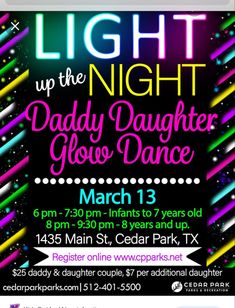 the flyer for light up the night at cedar park