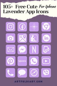 set of purple app icon aesthetic design for iphone app home screen Lavender Purple App Icons, Purple App Icons Aesthetic, Aesthetic Lavender, Iphone Light, Flat Design Icon, App Icons Aesthetic, Android Icons, Baby Purple, Unique Themes