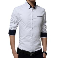 Rebelsmarket two color slim fit solid color cotton long sleeve dress shirt men plus size shirts 4 Cotton Dress Shirt With Casual Collar For Office, Slim Fit Summer Business Dress Shirt, Slim Fit Summer Dress Shirt For Business, Summer Slim Fit Dress Shirt For Business, Summer Business Slim Fit Dress Shirt, Slim Fit Dress Shirt For Semi-formal Summer Events, Slim Fit Dress Shirt For Semi-formal Summer Occasions, Semi-formal Slim Fit Collared Shirt, Semi-formal Slim Fit Dress Shirt With Casual Collar