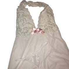 Nwot Pink And White Nightie Stretchy M/L Halter Mini Perfect Inexpensive Honeymoon Lingerie Please Be Fair And Remember That Posh Takes A Minimum Of $3 Dollars, Or 20%, Plus Sellers Have Cost Of Goods, Taxes, Packaging Materials, And A Shipping Discount, Etc So Insanely Lowball Offers Are Not Recommended. I Do Offer An Automatic 20% Discount For Bundles Of 2 Or More Items. Thank You For Understanding! (T12) White Sheer Nightgown, Sheer White Nightgown For Parties, White Lace Chemise For Bedtime, White Coquette Nightgown For Sleep, White Sheer Sleepwear For Night, White Sheer Chemise For Night, White Lace Night Chemise, White Lace Chemise For Night, White Sheer Sleep Chemise