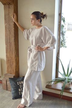 Pure Linen tunic and pants set  Ivory Linen tunic от pureWHITEspa Luxury White Tunic For Summer, Luxury Relaxed Fit Tunic For Women, Luxury White Traditional Tunic, Luxury White Tunic For Spring, Luxury Spring Workwear Tunic, Luxury White Summer Tunic, Luxury Blue Tunic Set, Luxury Elegant Linen Tunic, Massage Uniform Ideas