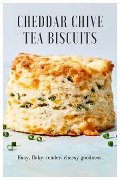 cheddar chive tea biscuits recipe with text overlay