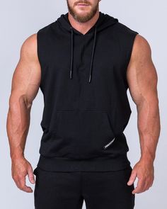 Mens Sleeveless Hoodie   Black Easy 30 day return policy Vintage Muscle Men, Vintage Muscle, Sleeveless Hoodie, Elastane Fabric, Muscle Men, Athletic Shorts, Types Of Shirts, Black Hoodie, Patch Pocket