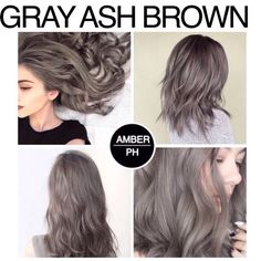 Grey Hair Colour Chart, Ash Gray Hair, Ash Gray Hair Color, Ash Grey Hair, Charcoal Hair, Hair Blending, Gray Hair Color Ideas, Ash Brown Hair Color, Gray Hair Color