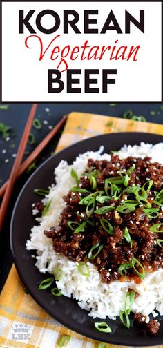 korean beef and rice on a plate with chopsticks