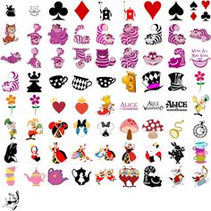 an assortment of different colored and black and white stickers on a white background,