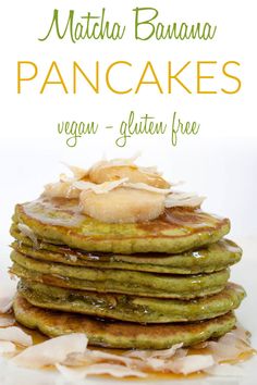 a stack of green pancakes on top of a white plate