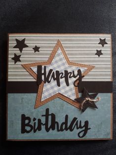 a happy birthday card with a star on it