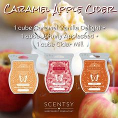 caramel, vanilla and apple cider labels are shown