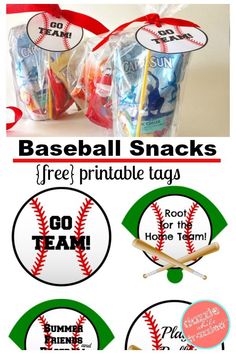 baseball snacks and free printable tags