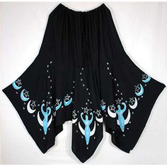 Moon Goddess Long Skirt black Goddess Skirt, Goddess Design, Black Hippy, Skirt Tops, Handkerchief Skirt, Buy Skirts