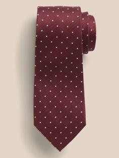 An unequivocally elevated tie, crafted from luxurious, soft silk with a varied texture and tiny, polka-dot pattern.  Hand-pressed and shaped for a clean finish.  Measures 3" at widest point.  Length: 58" (147cm) Luxury Ties, Mens Ties, Neck Ties, Mens Neck Ties, Polka Dot Pattern, Ties Mens, Silk Ties, Costume Accessories, Neck Tie