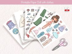 four paper dolls with clothes on them