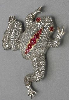 Duck Jewelry, Cabochon Ruby, Frog Jewelry, Animal Brooch, Vintage Couture, European Vintage, Rose Cut Diamond, Animal Jewelry