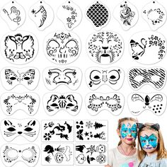 PRICES MAY VARY. Quantity of package: you will receive 24 pieces of face painting stencils in the package in total, they come in different patterns and sizes, and look very stylish; A large amount can meet your daily use and replacement needs Various styles: these cute painting templates come in various shapes, and many other patterns, you can choose the right one to use Serviceable material: these body art stencils are made of PET plastic, which is reliable and sturdy, not easy to deform and br Face Painting Makeup, Face Paint Stencils, Halloween Face Paint, Painting Makeup, Face Diy, Cardboard Organizer, Makeup Stencils, Face Painting Stencils, Face Stencils