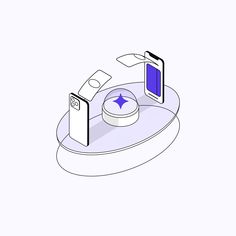 an illustration of a cell phone charging on a charger with a wireless device next to it