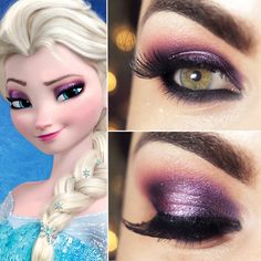 Tutorial inspirado na maquiagem da Elsa de Frozen Elsa Costume, Eye Makeup Looks, Disney Makeup, Purple Eyeshadow, Have Inspiration, Disney Diy