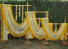 a decorated stage with yellow and white flowers