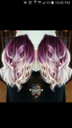 Shadow root Purple And Blonde Hair, Plum Purple Hair, Lilac Hair Color, White Blonde Hair, Hair Color Crazy, Lilac Hair, Blonde Ombre, Plum Purple