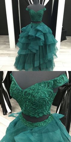 Stile Harry Potter, Green Two Piece, Prom Dresses 2018, Tulle Evening Dress, Chique Outfits, Prom Dresses Two Piece, Cute Prom Dresses, Piece Prom Dress, Pretty Prom Dresses