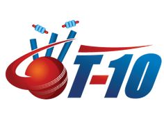 the logo for t10 cricket team, with two bats and a ball in front of it