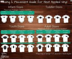 an info sheet showing the sizes and placements of t - shirts for toddlers