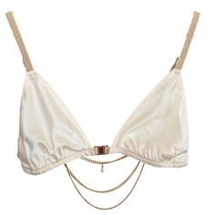 Satin Silk Jewel-Back Bra - Ivory & Gold - Ayda | SAETA Paris | Wolf & Badger Elegant Evening Bra With Delicate Straps, Party Satin Bra With Removable Pads, Elegant Low-cut Bra For Wedding, Elegant Low-cut Wedding Bra, Elegant Summer Bra For Night Out, Chic Low-cut Bra For Parties, Elegant Low-cut Summer Bra, Chic Low-cut Party Bra, Elegant Summer Bra With Delicate Straps