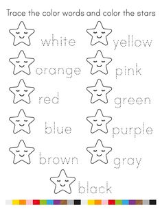 trace the color words and color the stars