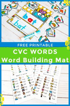 printable cvc words word building mats for kids to practice their handwriting and number recognition skills