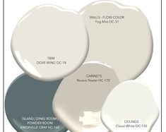 the different shades of paint that are used for walls and ceilings in various colors, including white