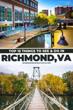 a bridge with the words richmond, va on it and an image of a river