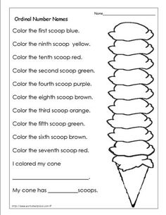 an ice cream cone worksheet for kids to learn how to write and color