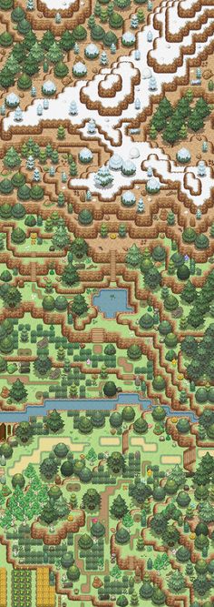 an image of a very large map with many trees and bushes on it's sides