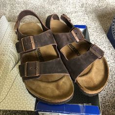 Brand New In Box. Size 40, Never Been Worn. Sold Online For $130. Lace Ankle Boots, Birkenstock Sandals Arizona, Birkenstock Brown, Double Strap Sandals, Birkenstock Women, Black Slides, Nike Tennis Dress, Size 10 Women, Birkenstock Sandals