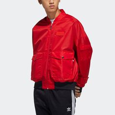 adidas originals adidas originals Ryv Bomber Jkt Jackets Adidas Nylon Track Jacket For Streetwear, Red Athleisure Outerwear With Ribbed Cuffs, Adidas Logo Windbreaker For Streetwear, Adidas Windbreaker For Streetwear, Adidas Spring Outerwear For Streetwear, Adidas Spring Streetwear Outerwear, Adidas Outerwear For Spring Streetwear, Adidas Streetwear Outerwear For Spring, Red Sportswear Outerwear With Pockets