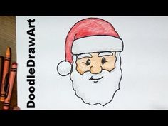 a drawing of a santa clause wearing a red hat