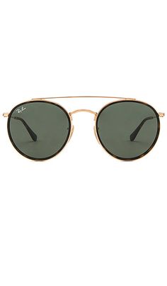 Ray-Ban Round Double Bridge in Gold & Green Classic from Revolve.com Autumn Accessories, Round Ray Bans, Girly Accessories, Classy And Fabulous, Sunglasses Branding, Style Expert, Luxury Accessories, Fashion Help, Us Army