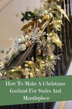 Christmas garland with pinecones, ornaments, and lights decorating a stair railing. Christmas Garland For Stairs, Garland For Stairs, Garland For Staircase, Garland Staircase, Christmas Garland Staircase, Christmas Garland On Stairs, Flocked Garland, Pre Lit Garland, Christmas Savings