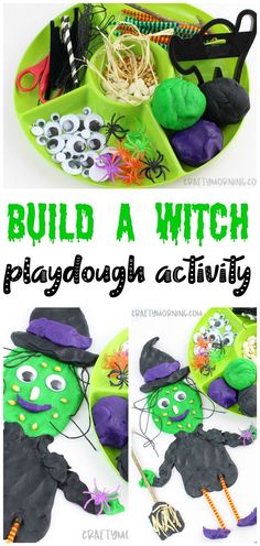 a playdough activity for kids to build a witch