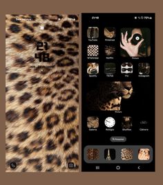 an image of a cell phone with the screen showing different animal skin patterns on it