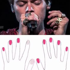 Harry Styles With Nail Polish, Harry Styles Pleasing Nails, Harry Styles Nails Inspired Love On Tour, Harry Coded Nails, Harry Styles Nail Ideas