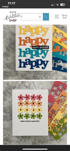 two cards with the words happy birthday on them