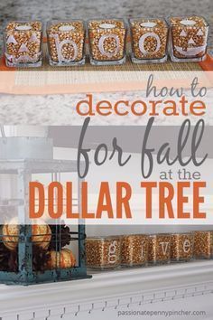 the dollar tree is decorated with pumpkins and other things to decorate for fall at the dollar tree